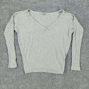 James Perse Sweater Women Size 1 Gray V-Neck Long Sleeve Stretch Pullover Adult